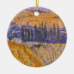 Landschaft bei Auvers im Regen, Vincent van Gogh Keramikornament