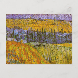 Landschaft bei Auvers im Regen, Vincent van Gogh Postkarte