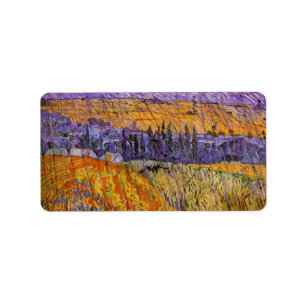 Landschaft bei Auvers in Rain von Vincent van Gogh Adressaufkleber