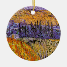 Landschaft bei Auvers in Rain von Vincent van Gogh Keramik Ornament