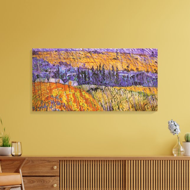 Landschaft bei Auvers in Rain von Vincent van Gogh Leinwanddruck (Insitu (Wohnzimmer))