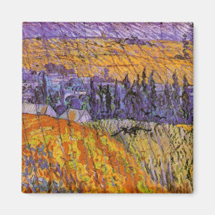Landschaft bei Auvers in Rain von Vincent van Gogh Magnet