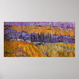 Landschaft bei Auvers in Rain von Vincent van Gogh Poster
