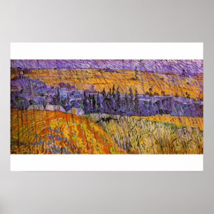 Landschaft bei Auvers in Rain von Vincent van Gogh Poster