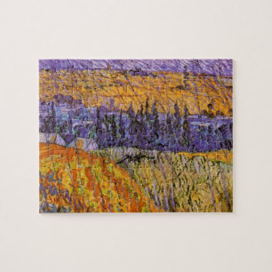 Landschaft bei Auvers in Rain von Vincent van Gogh Puzzle