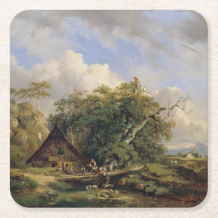 Landschaft bei Gutenstein - Dominik Schufried Rechteckiger Pappuntersetzer