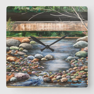 Landschaft Brook Art Quadratische Wanduhr