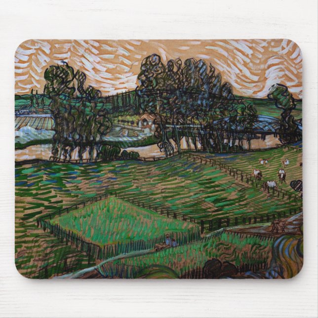 Landschaft, Brücke über Oise durch Vincent van Gog Mousepad (Vorne)
