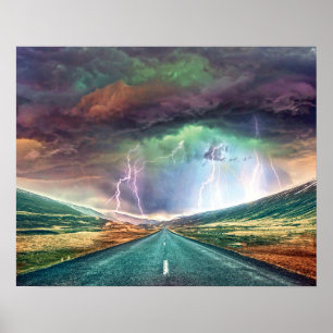 Landschaft der Blitze Poster