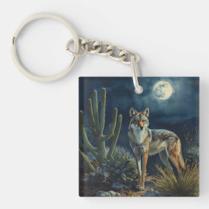 Landschaft der Coyote und der Mondwüste Schlüsselanhänger