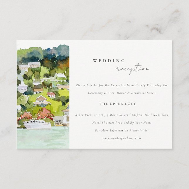 Landschaft der Kreuzfahrtschiffe Hochzeitsempfang Begleitkarte (Vorderseite)