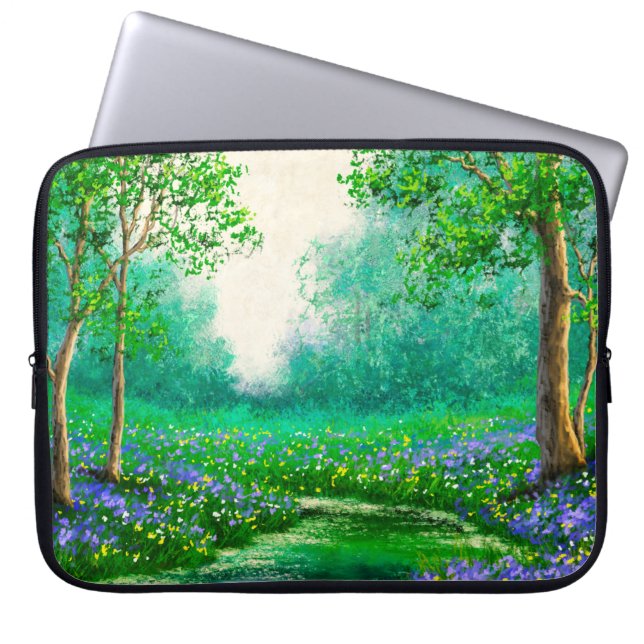 Landschaft der Ölgemälde, Frühling, Baum in den Wä Laptopschutzhülle (Vorderseite)