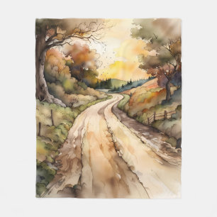 Landschaft der Sunset Country Road Fleecedecke