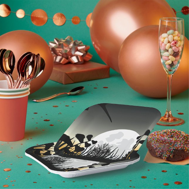 Landschaft der Vollmond-Nacht Pappteller (Von Creator hochgeladen)