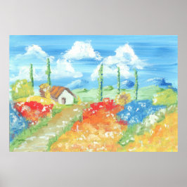 Landschaft der Weite der Toskana Poster