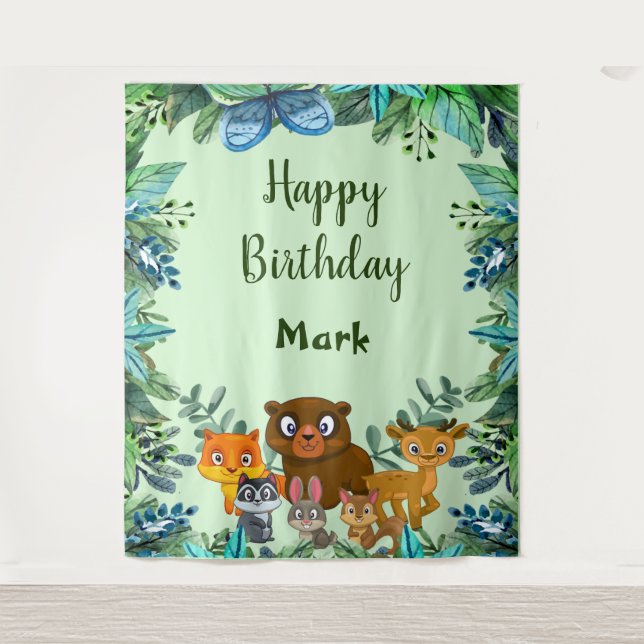 Landschaft der wild lebenden Tiere Waldland Wandteppich (Vorderseite)