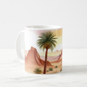 Landschaft der Wüste mit Datumsfeldern Kaffeetasse