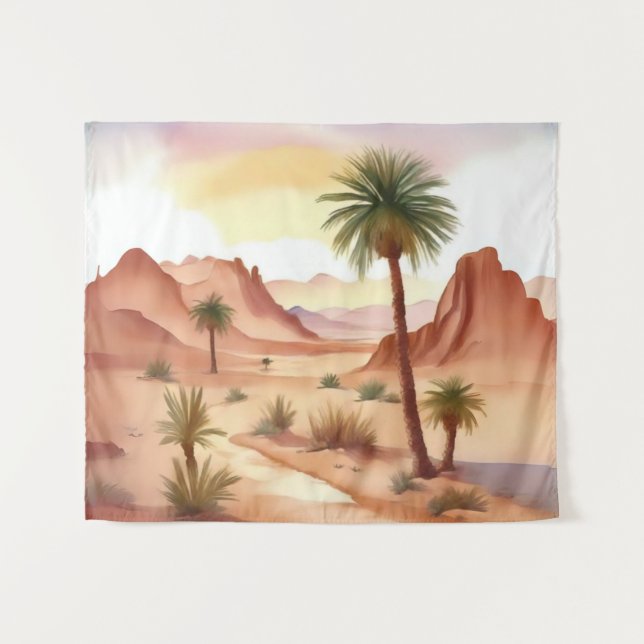 Landschaft der Wüste mit Datumsfeldern Wandteppich (Vorderseite (Horizontal))