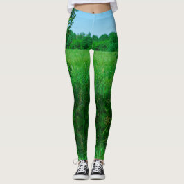 Landschaft des grünen Ackerwaldes Leggings