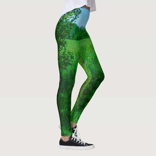Landschaft des grünen Ackerwaldes Leggings (Rechts)