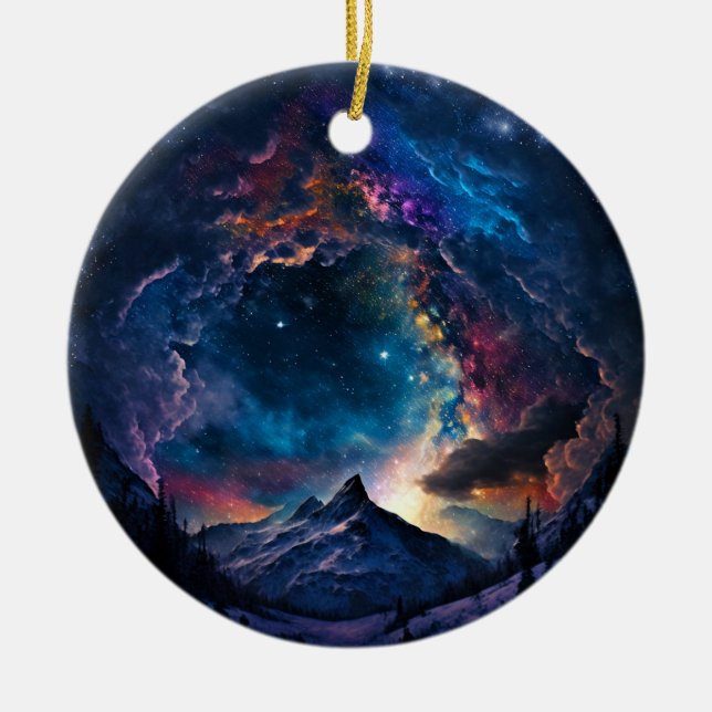 Landschaft des kosmischen Gebirges Keramik Ornament (Vorne)