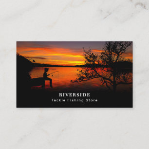 Landschaft des Sees, Fischer, Fischereiladen Visitenkarte