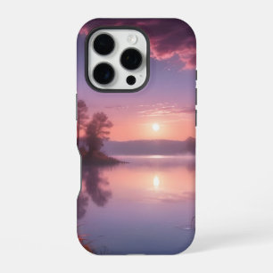 Landschaft des violetten Sees bei Sonnenuntergang iPhone 16 Pro Hülle