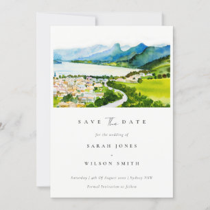 Landschaft Dorf See Wasserfarbe Save The Date