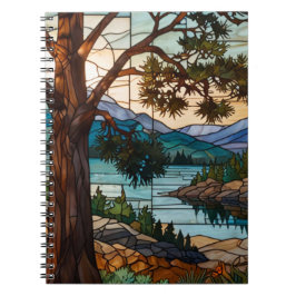 Landschaft einer rustikalen Bergkette in Buntglas  Notizblock