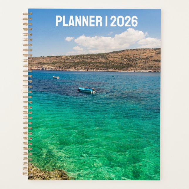 Landschaft Fischerboot – Küstenreise Planer (Vorderseite)