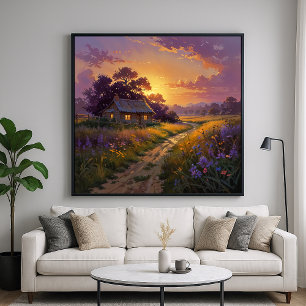 Landschaft Glühen - Landschaft im Stil der Malerei Poster