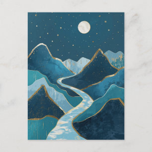 Landschaft Goldene Gipfel unter einem Nachthimmel Postkarte