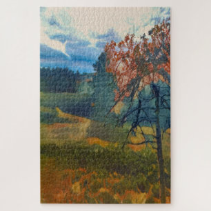 Landschaft Herbst Bäume Nebel Himmel Malfilter Sze Puzzle