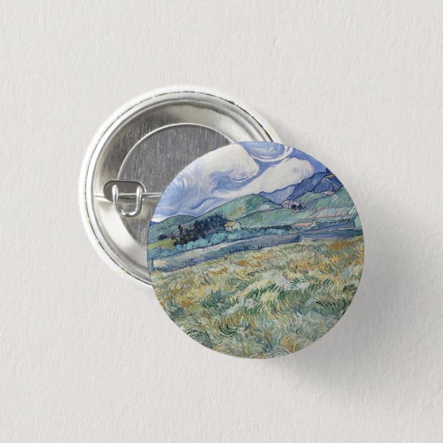 Landschaft hinter Saint-Paul Vincent van Gogh Button (Vorne & Hinten)