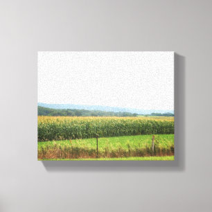 Landschaft im Cornfield mit Bäumen auf Horizont 8x Leinwanddruck