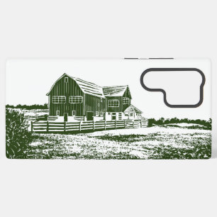 Landschaft im Landhausstil im Holzschnittstil Samsung Galaxy Hülle