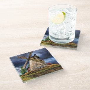 Landschaft im niederländischen Untersetzer Glass