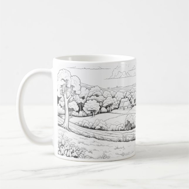 Landschaft im Skizzenstil Kaffeetasse (Links)