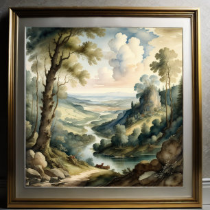 Landschaft im Vintage-Malstil Poster