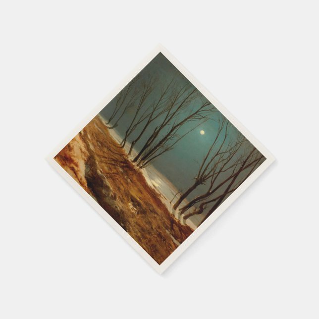 Landschaft im Winter bei Mondschein von Carl Blech Serviette (Ecke)