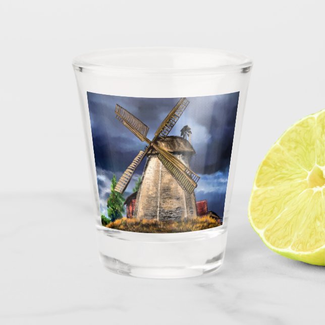 Landschaft in den Niederlanden Shot Glass Schnapsglas (Vorderseite)