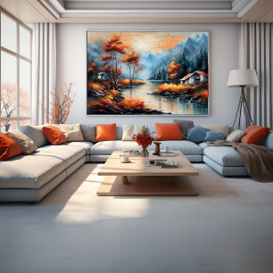 Landschaft in der Nähe des Sees Modernes Poster