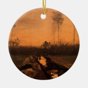 Landschaft in Dusk von Vincent van Gogh Keramik Ornament