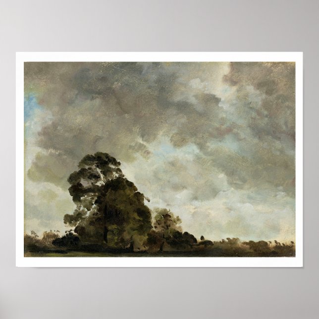 Landschaft in Hampstead, Baumwolken und Sturmwolke Poster (Vorne)
