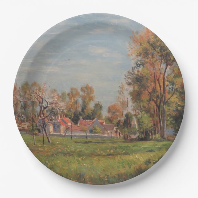 Landschaft in Lagny (Frankreich) Pappteller (Vorderseite)