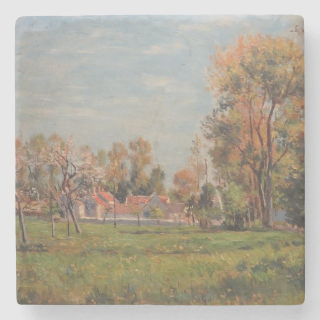 Landschaft in Lagny (Frankreich) Steinuntersetzer (Vorderseite)