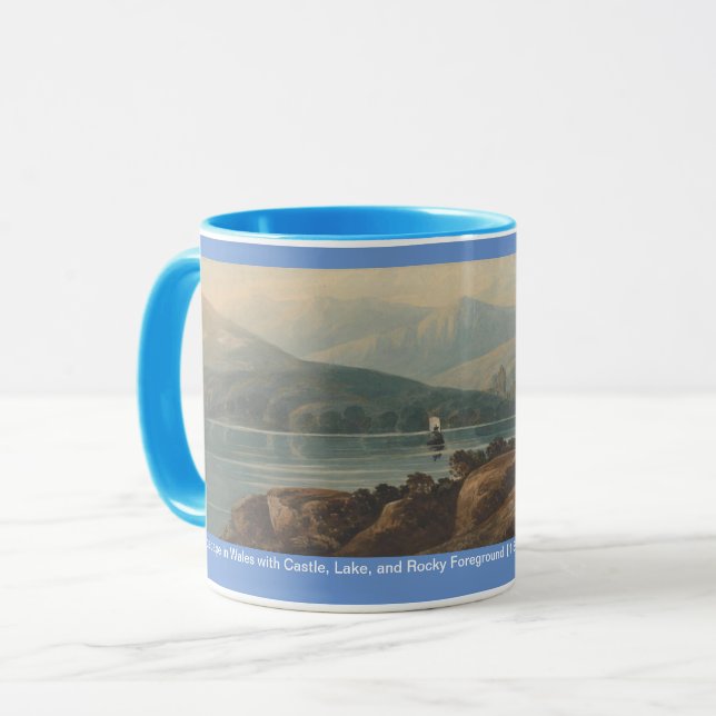 Landschaft in Wales mit Schloss, By John Varley Tasse (Vorderseite Links)