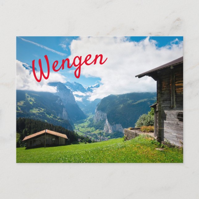 Landschaft in Wengen in der Schweiz Postkarte (Vorderseite)