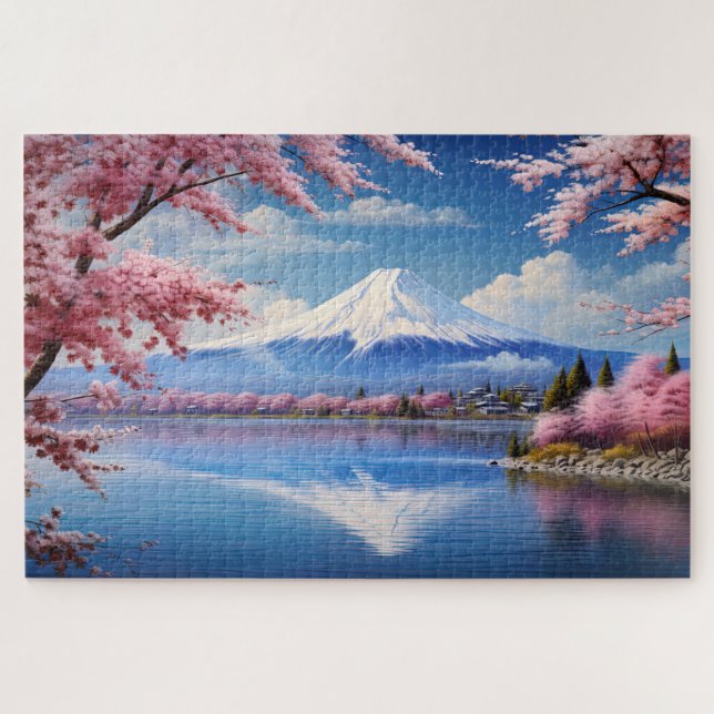 Landschaft Japan, Sakura und Fuji Puzzle (Horizontal)