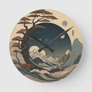 Landschaft Japans Runde Wanduhr